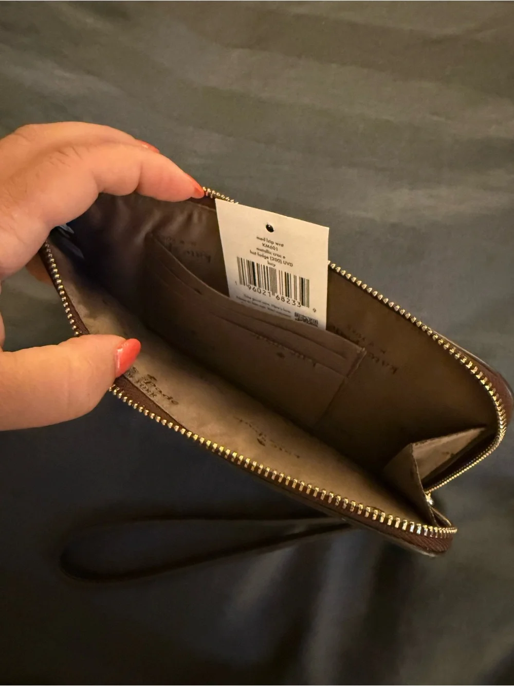 Kate Spade Metallic Brown Croc Embossed Leather Wristlet Clutch NWT